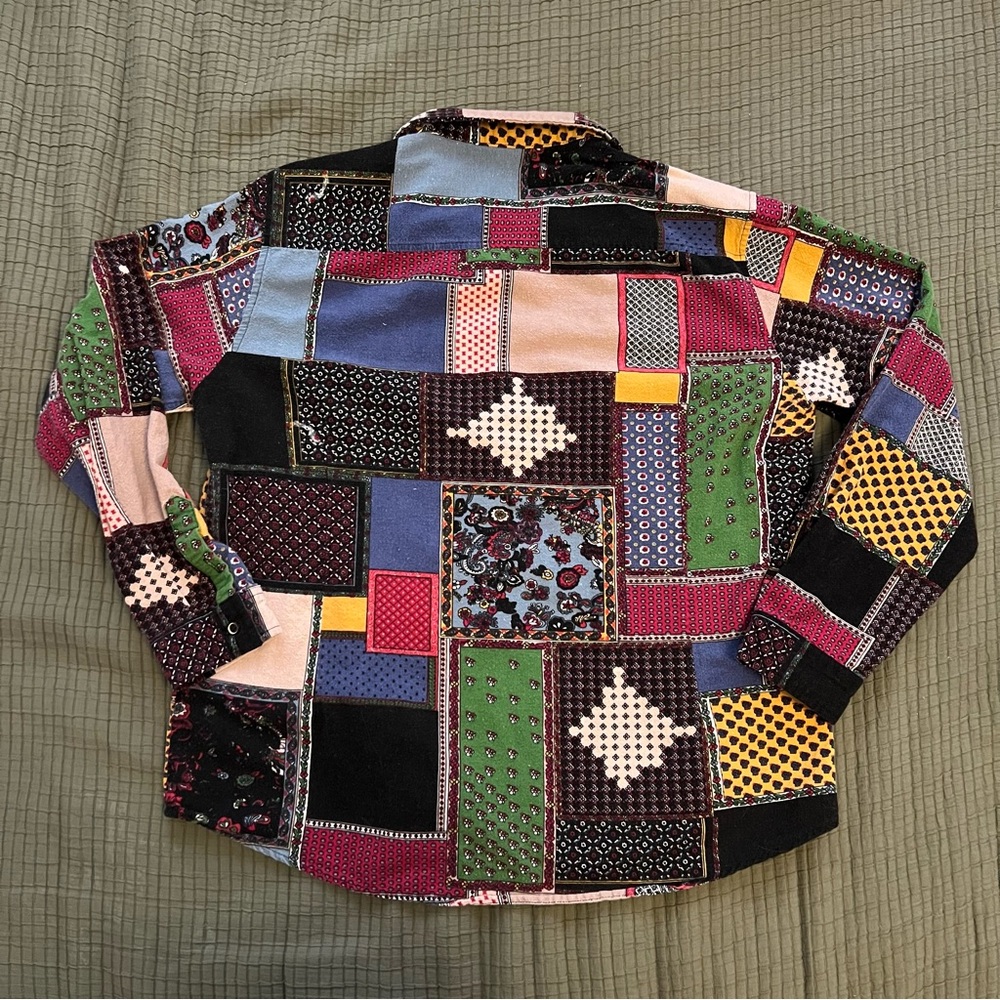 Luc Matton multicoloured patchwork button up cott… - image 5